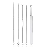 Rnitle Mitesserentferner Komedonenquetscher Set, Akne Whiteheads,Blackhead Remover mit Box aus Edelstahl für alle Hauttyp