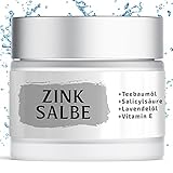 Zinksalbe Hochdosiert + Teebaumöl + Salicylsäure+Lavendelöl | 50 ml | Zinkcreme gegen Pickel und unreine Haut | Satis