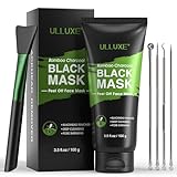 Maske zur Mitesserentfernung, Peeling-Gesichtsmaske mit Aktivkohle, Tiefenreinigungsmaske für Gesicht und Nase, reinigende Maske gegen Mitesser und Akneporen mit Pickelextraktor und Bürste, 100g