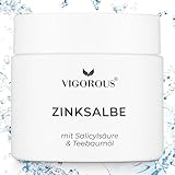 VIGOROUS® Zinksalbe gegen Pickel 60ml - Anti Pickel Creme auch für Pickel am Po und Rücken -mit Teebaumöl & Salicylsäure - SOS Zink Salbe gegen Mitesser und unreine Haut - Zugsalbe Pickel - Akne crem