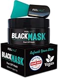 PEELUALS® Black Mask gegen Mitesser | Blackhead Peel-Off Maske + Maskenpinsel | Maske zum Abziehen | Hochdosierte Aktivkohle | For Women & Men- 100ml | Veg