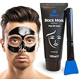 Das ORIGINAL - SOENA® for MEN Black Mask + MASKENPINSEL | XXL Tube 100 ml | Entfernt Mitesser – Peel-Off Maske - Gegen unreine Haut | Mit Aktivkohle | Schwarze Maske zum abziehen - Blackhead Mas